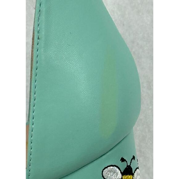 Modcloth Fun Direction Bee Embroidered Mint Heel Sandals 6 - Picture 4 of 8